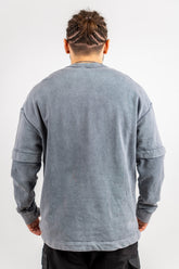 BLUZA OVERSIZE GRI PRESPALAT "MATCHING"